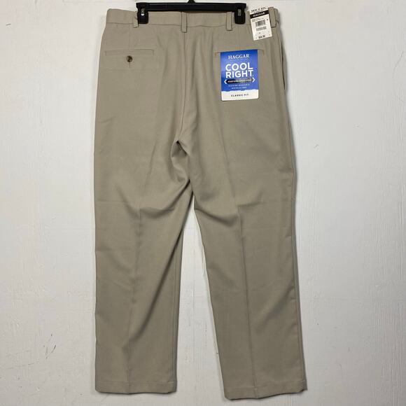 Haggar Performance Flex Classic Fit Beige Pants Size 38x30 NWT - Picture 5 of 10